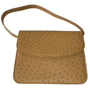 Vintage Nicholas Reich Genuine Ostrich Leather Shoulder Bag | Tan 1960s